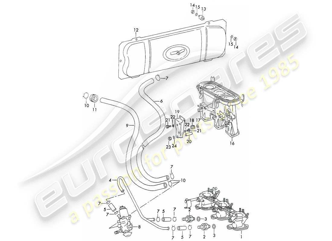 porsche 1973 (911) sistema di vuoto - per - sistema di rilascio frizione - sistema di iniezione - per - sportomatic - d - mj 1972>> schema delle parti