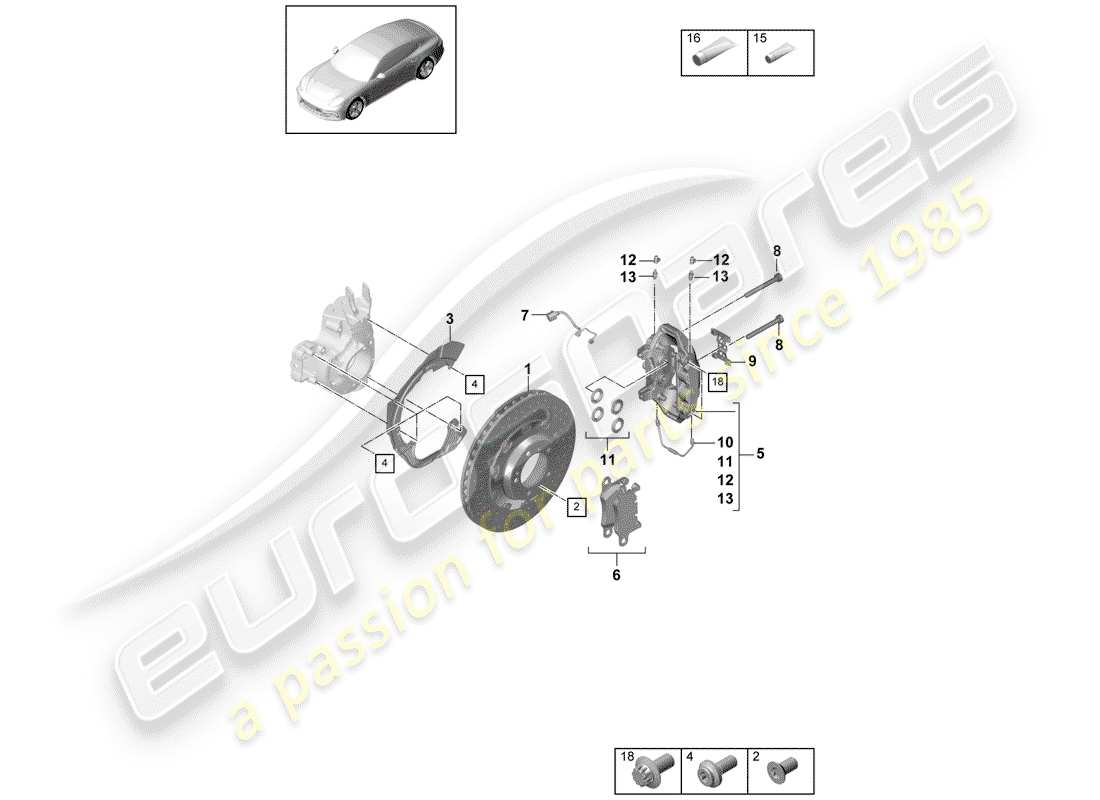 porsche 2020 (panamera 971-1) freni a disco diagramma delle parti