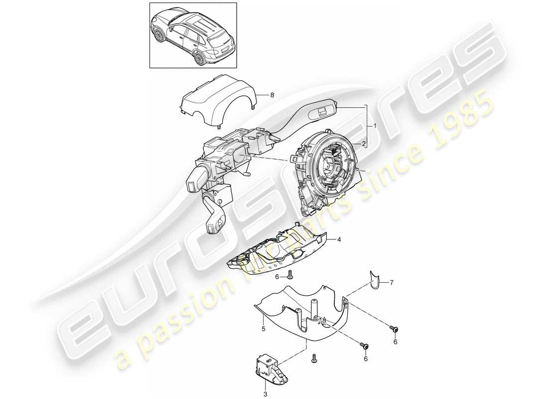 porsche 2016 (cayenne e2 92a) interruttore piantone sterzo diagramma delle parti
