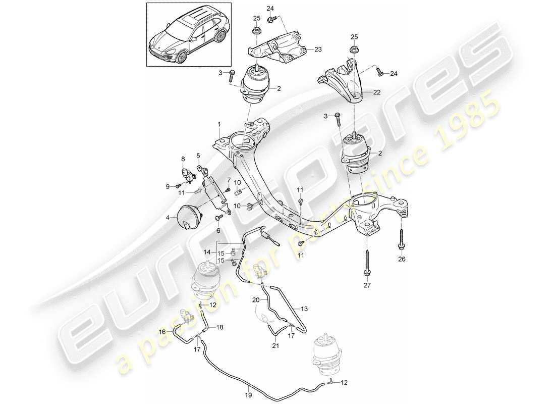 porsche 2014 (cayenne e2 92a) attrezzatura di sollevamento motore schema delle parti