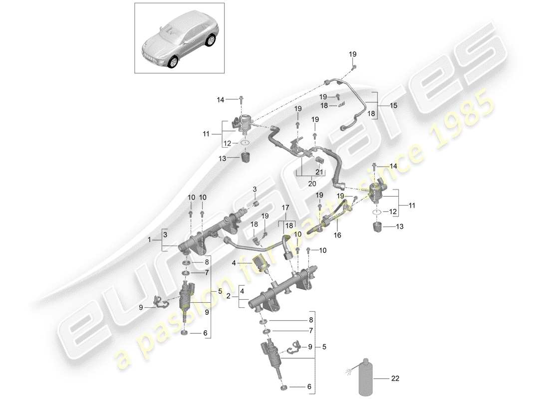 porsche 2017 (macan) tubo di raccolta carburante diagramma delle parti