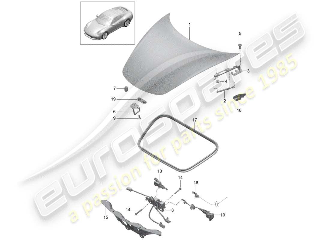 porsche 2017 (991-2) copertina diagramma delle parti