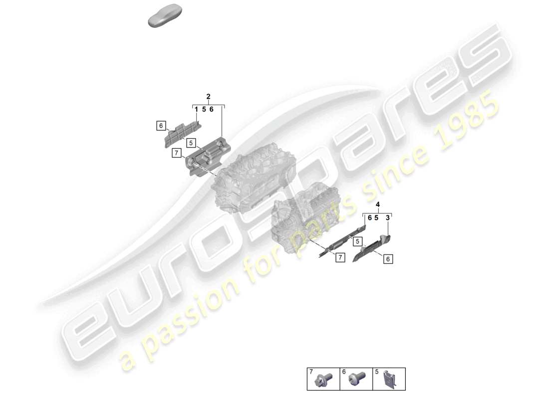 porsche 2020 (718 cayman) piastre di copertura della testata del cilindro diagramma delle parti