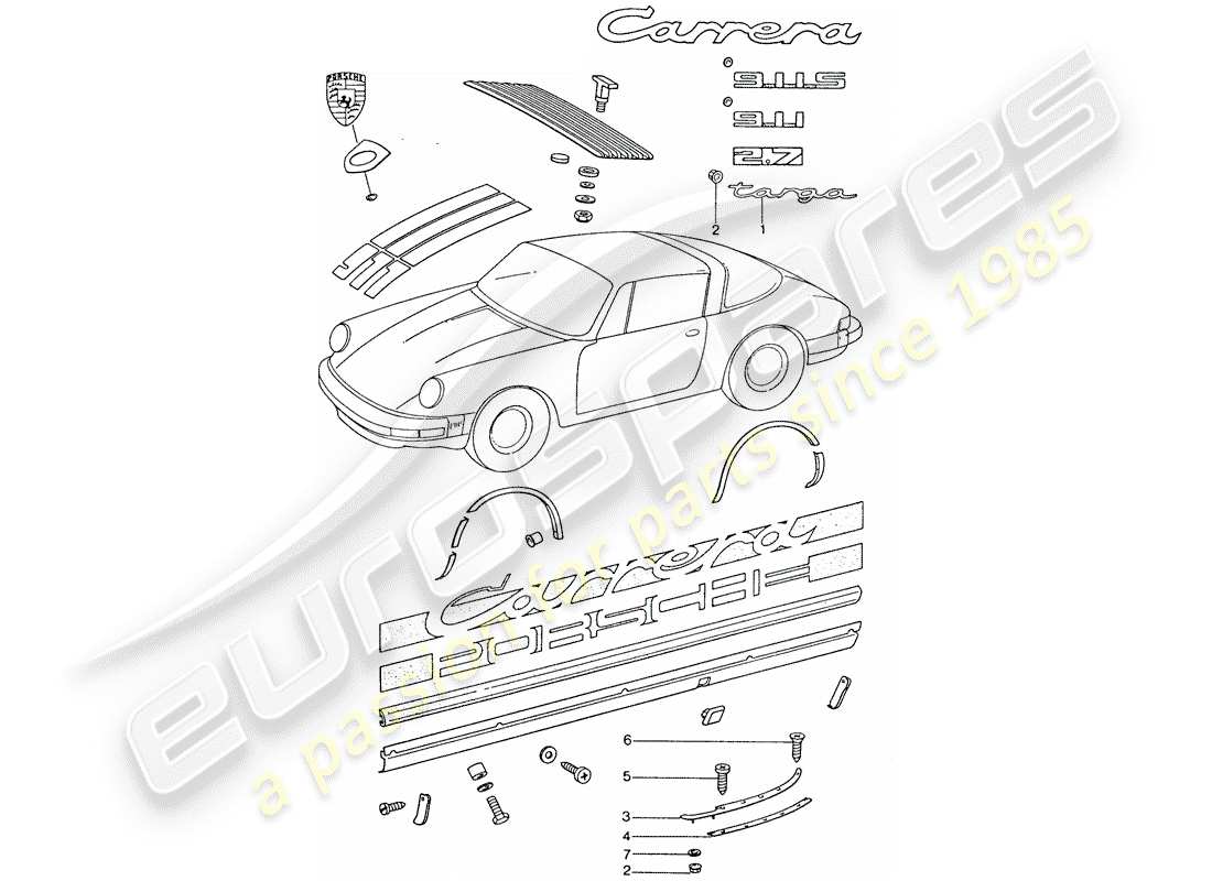porsche 1977 (911) raccordi decorativi diagramma delle parti