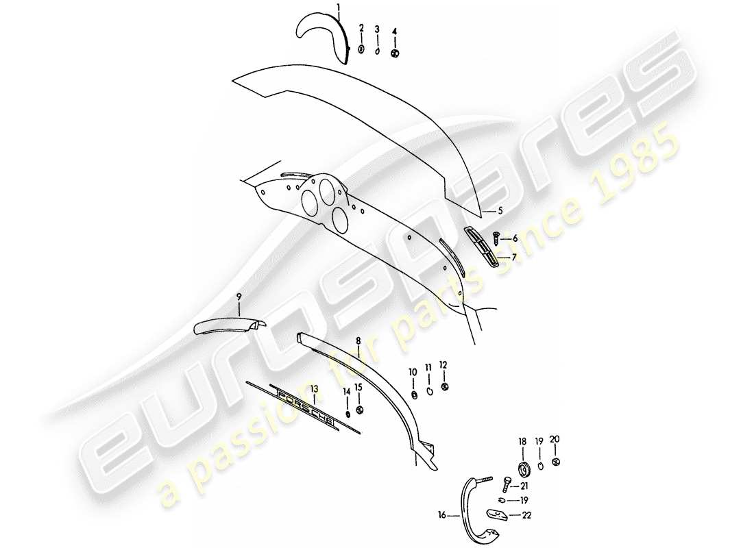 porsche 1965 (356b/356c) cruscotto - accessori diagramma delle parti