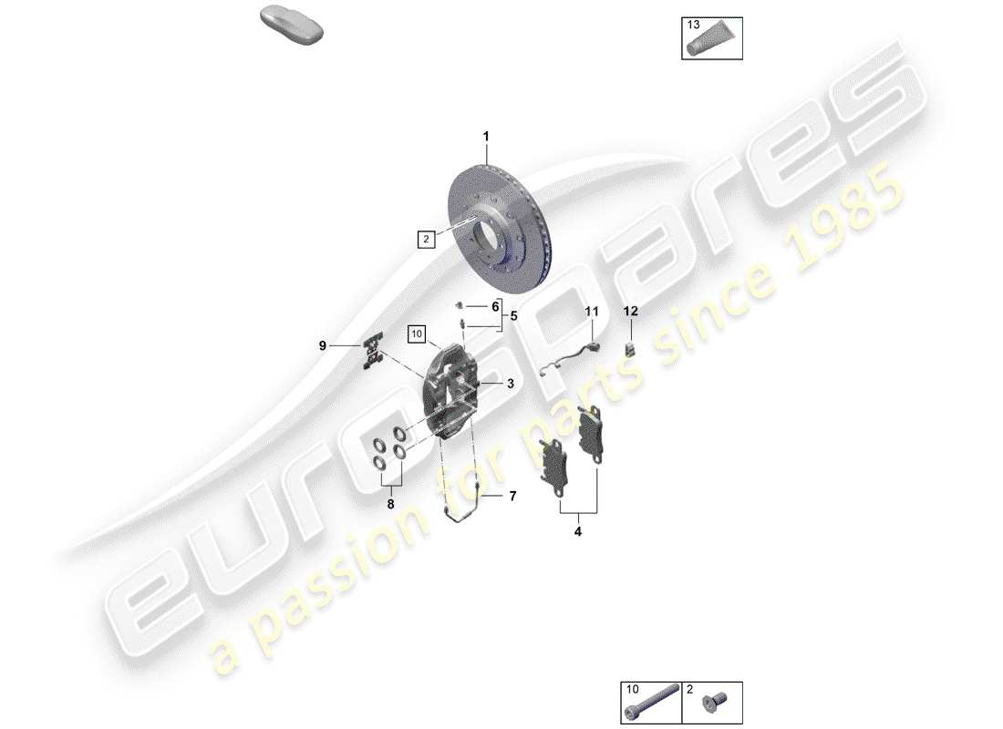 porsche 2019 (718 boxster spyder) schema delle parti freni a disco