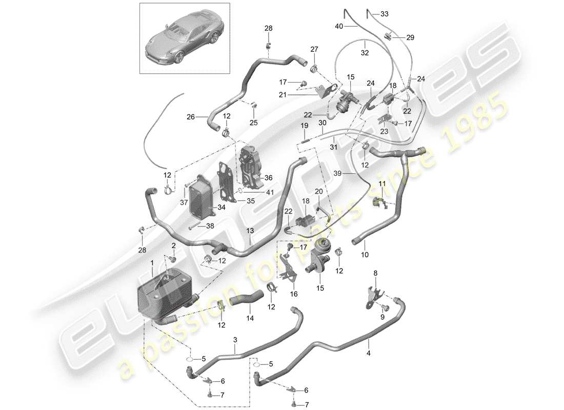 porsche 2016 (991-1 turbo) - pdk - diagramma delle parti
