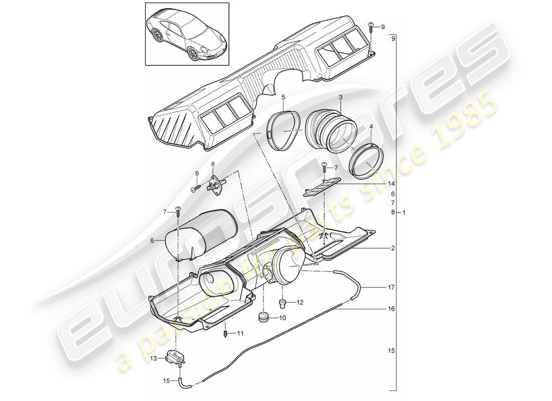 porsche 2011 (997-2) filtro dell'aria diagramma delle parti
