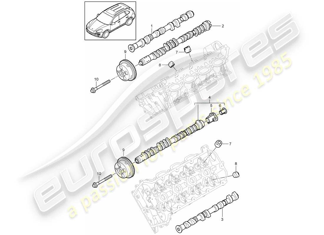 porsche 2017 (cayenne e2 92a) albero a camme diagramma delle parti