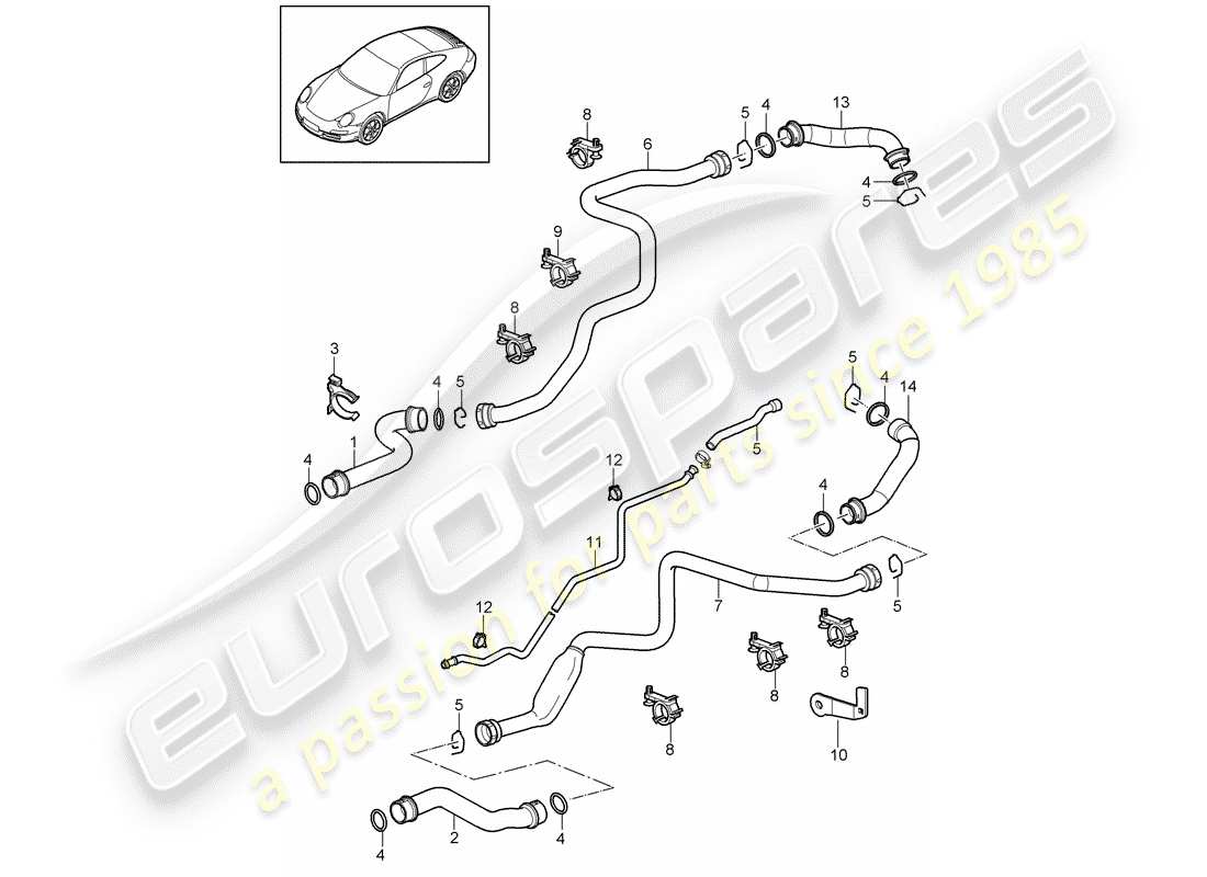 porsche 2011 (997-2) raffreddamento ad acqua 1 diagramma delle parti