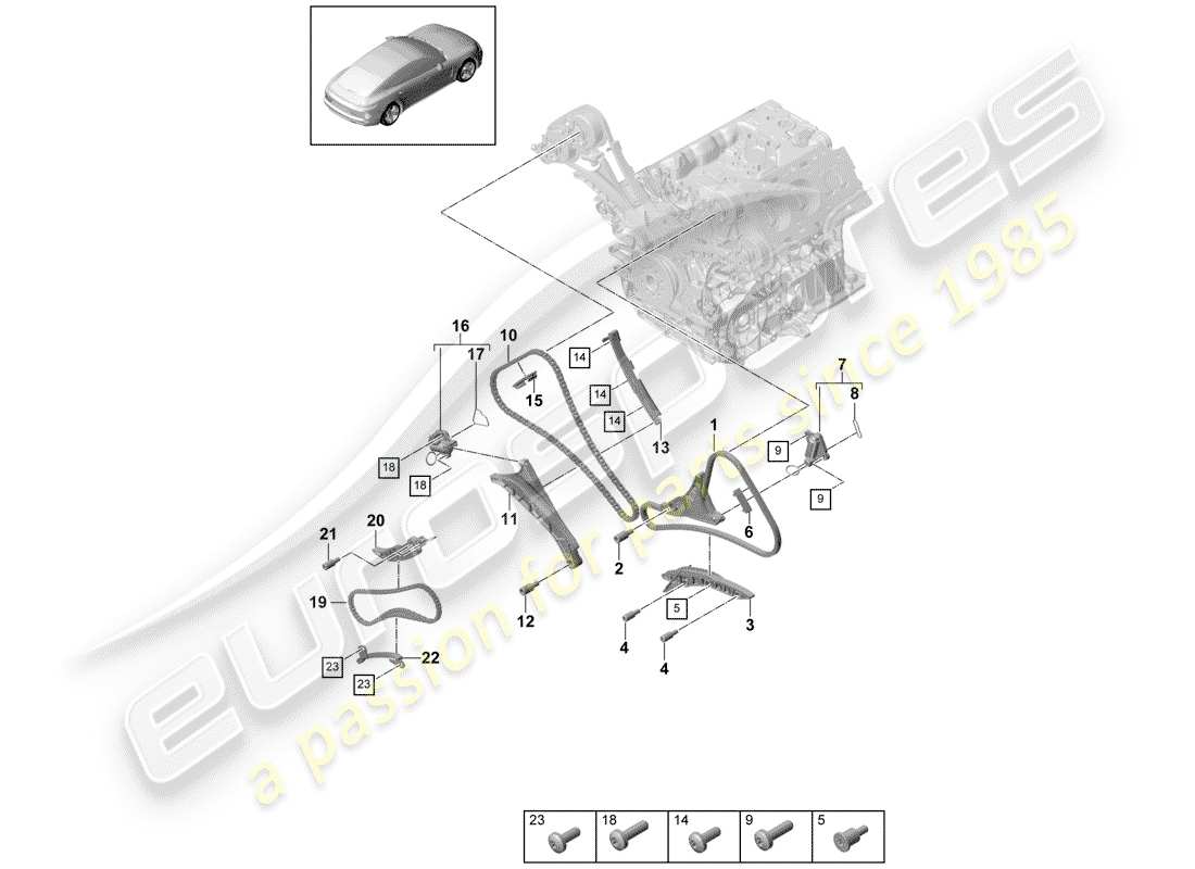 porsche 2017 (panamera 971-1) catena temporale diagramma delle parti