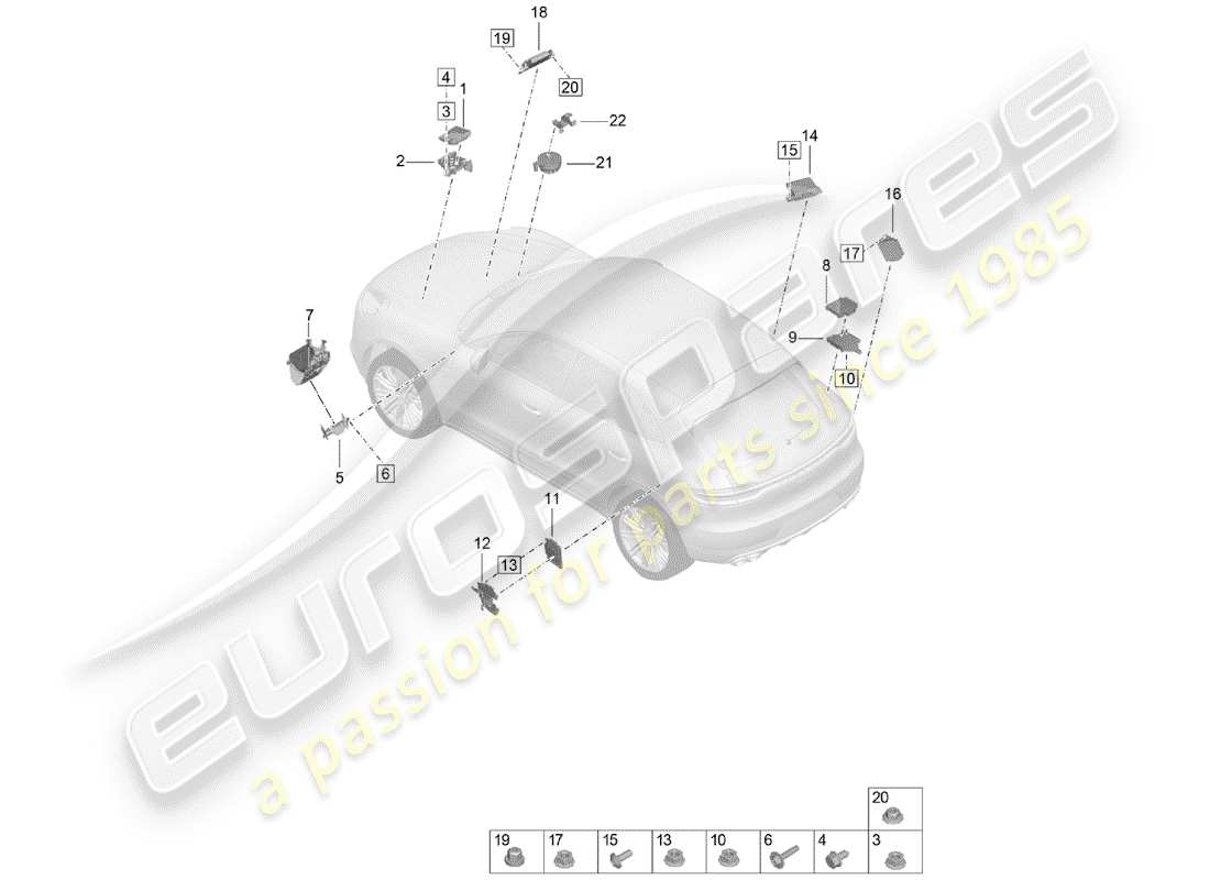 porsche 2019 (macan) unità di controllo diagramma delle parti