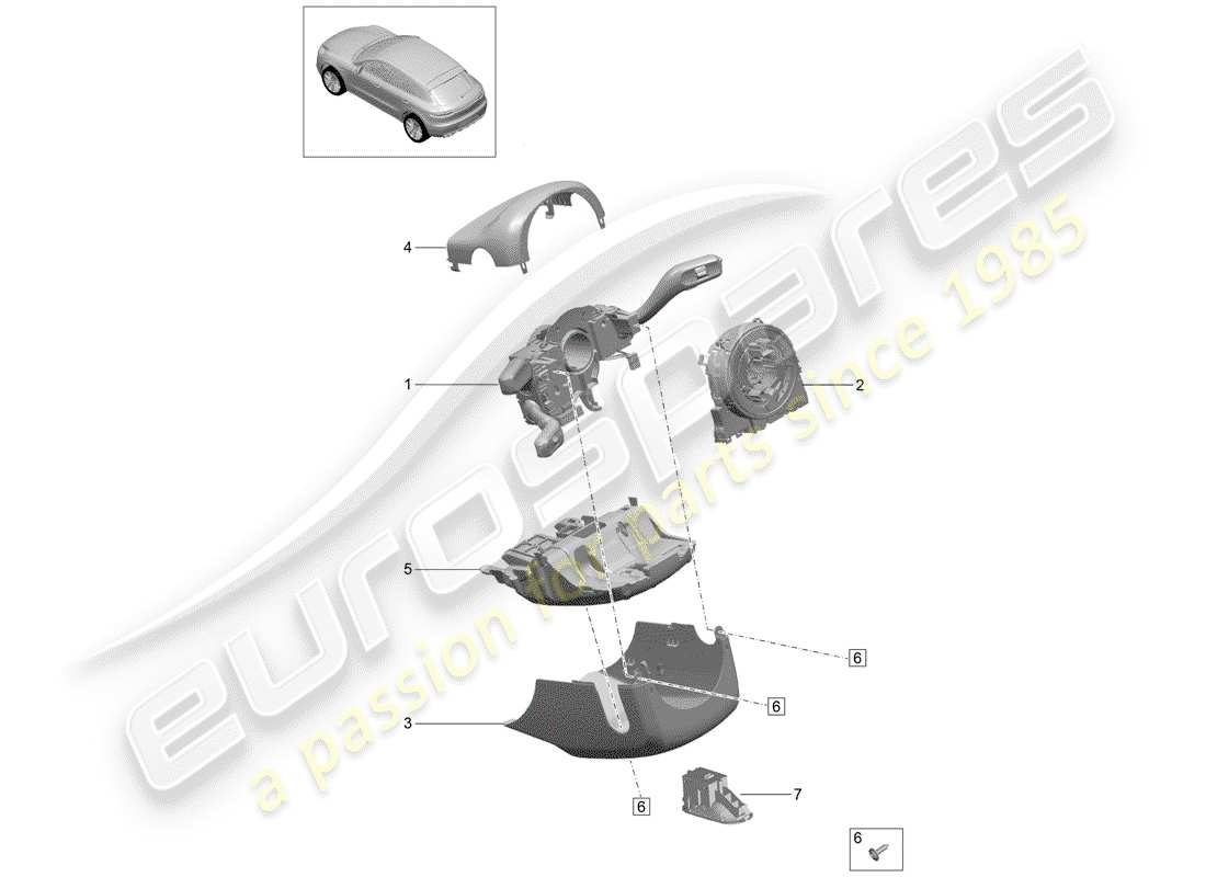 porsche 2019 (macan) interruttore piantone sterzo diagramma delle parti