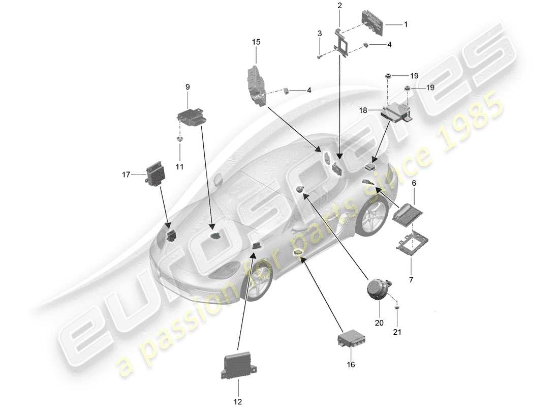 porsche 2017 (718 cayman) unità di controllo diagramma delle parti