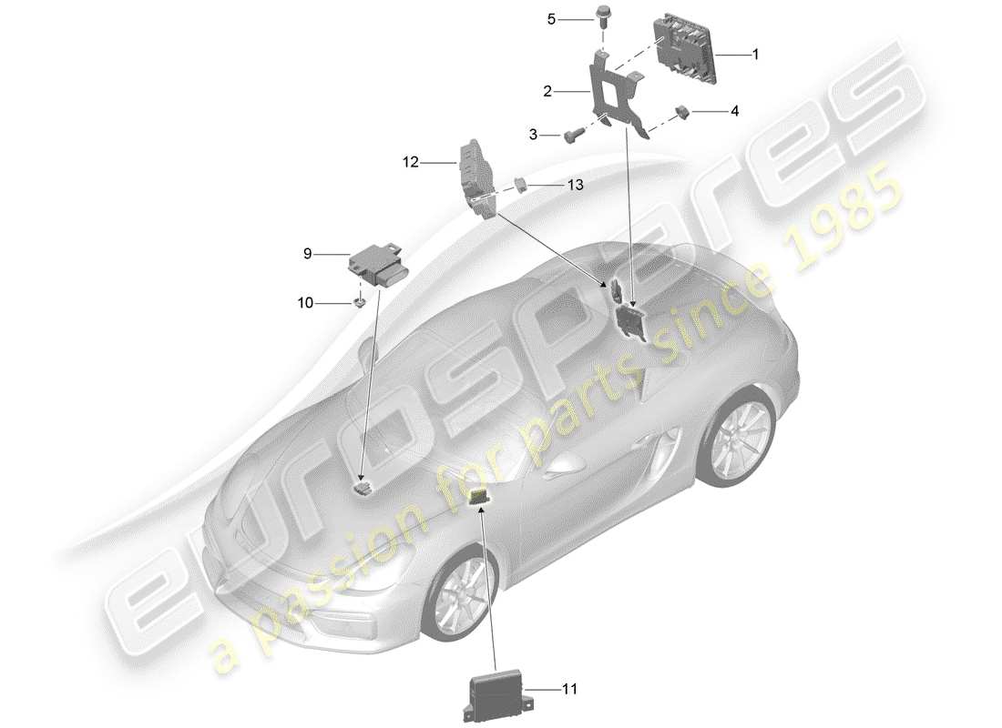 porsche 2016 (981 boxster spyder) unità di controllo diagramma delle parti