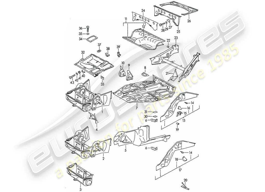 porsche 1963 (356b/356c) diagramma delle parti del telaio