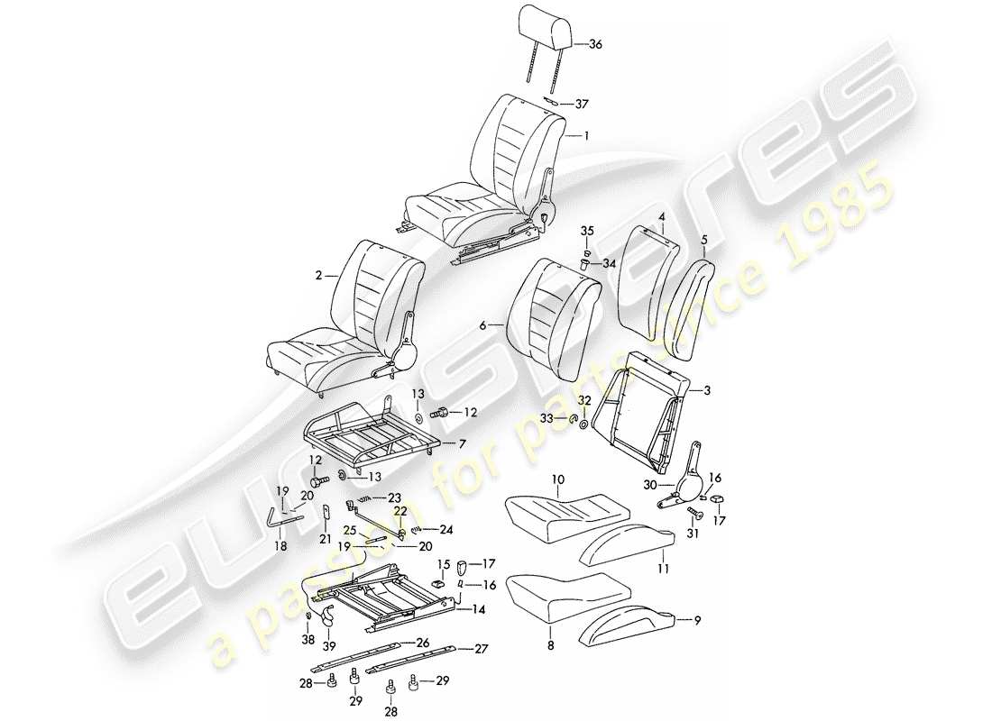 porsche 1973 (911) sedile sportivo schema delle parti