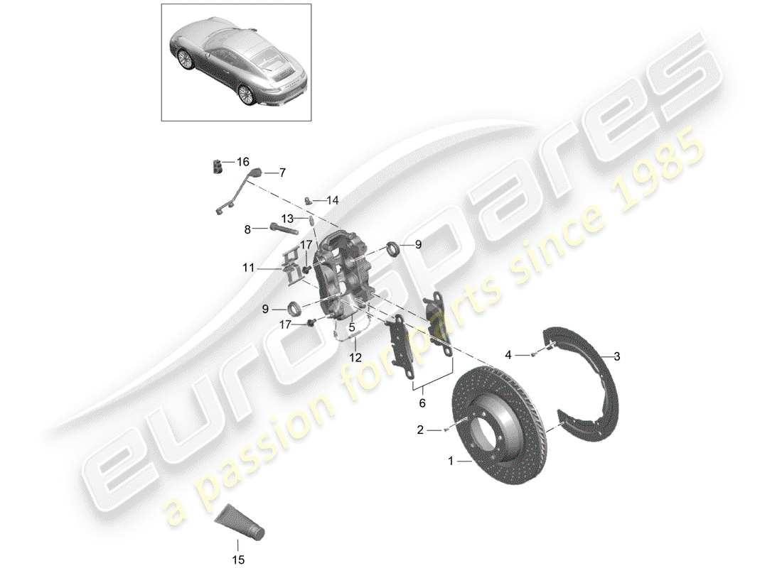 porsche 2017 (991-2) freni a disco diagramma delle parti