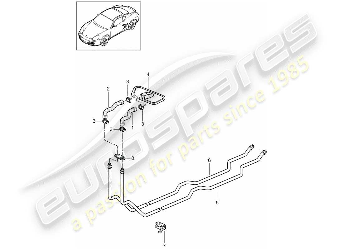 porsche 2009 (987 cayman) impianto di riscaldamento 1 diagramma delle parti