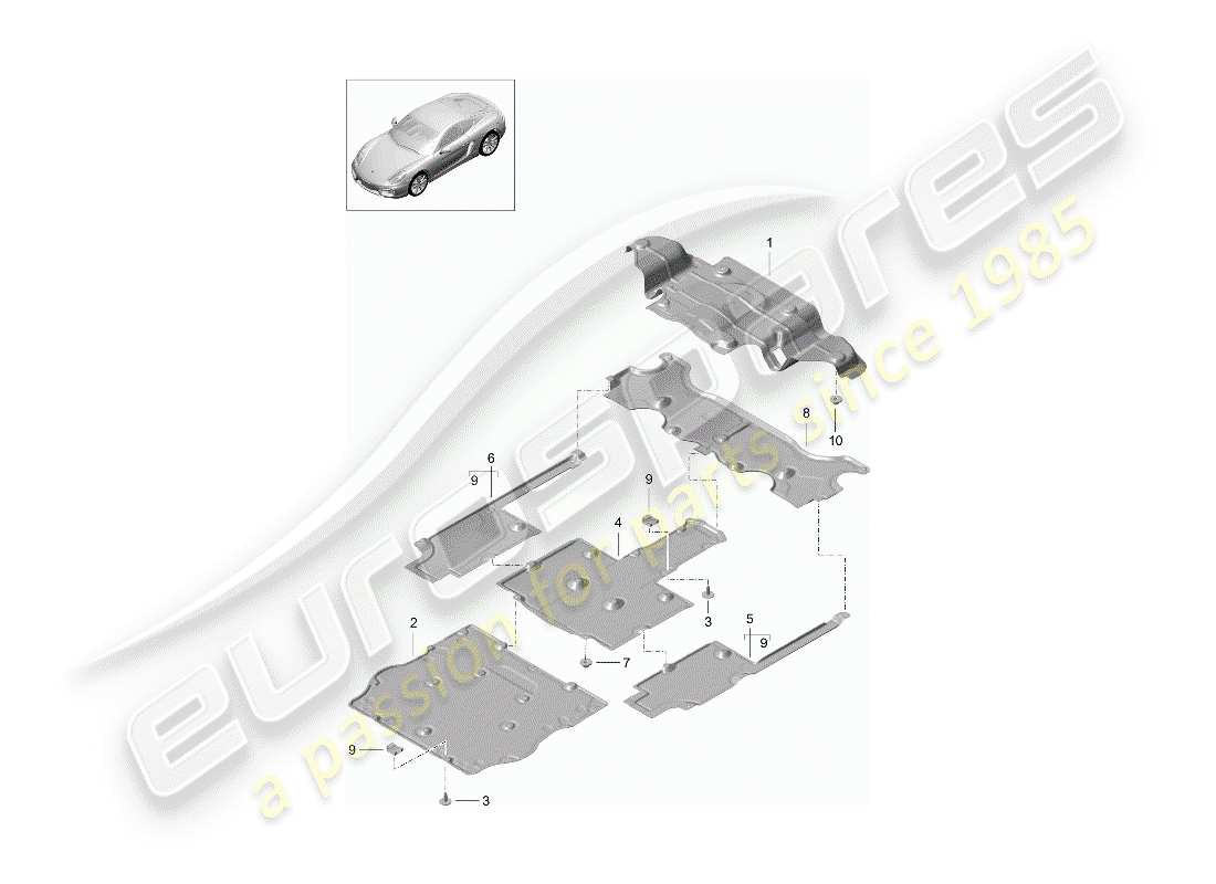 porsche 2016 (981 cayman) liner diagramma delle parti
