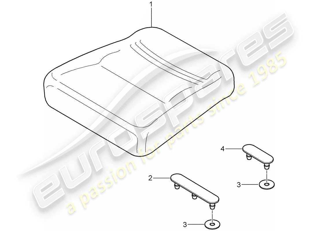 porsche 2004 (996 turbo / gt2) cuscino del sedile posteriore diagramma delle parti