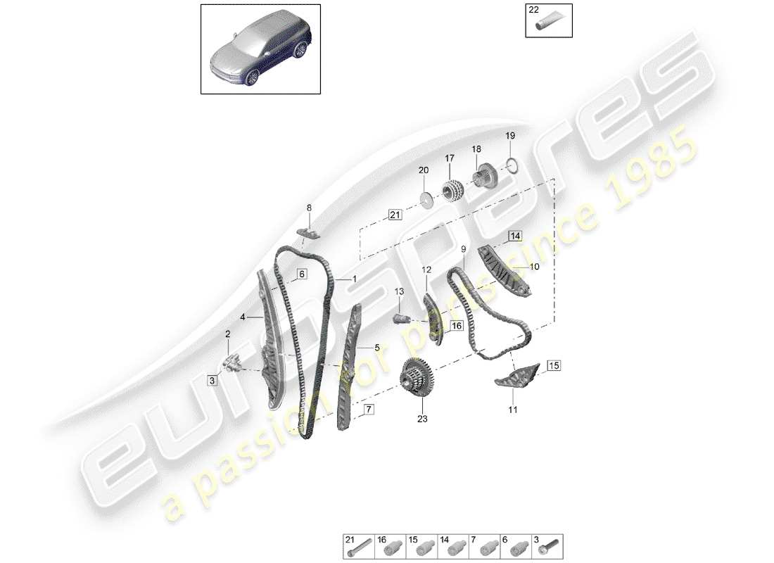 porsche 2020 (cayenne e3 9ya/9yb) catena temporale diagramma delle parti