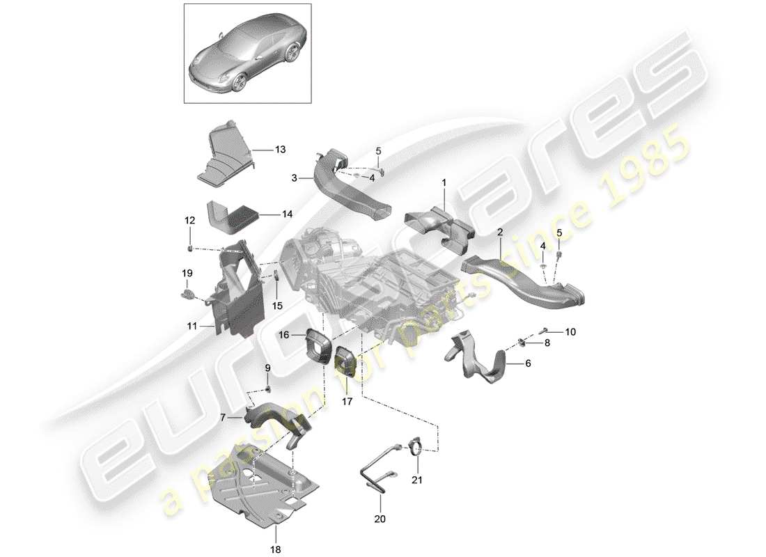 porsche 2015 (991-1) condotto dell'aria diagramma delle parti
