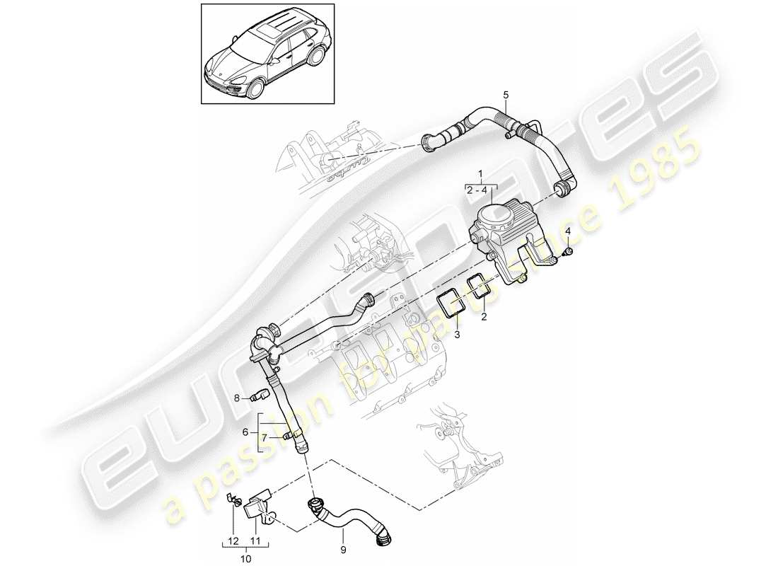 porsche 2014 (cayenne e2 92a) sfiato del basamento schema delle parti