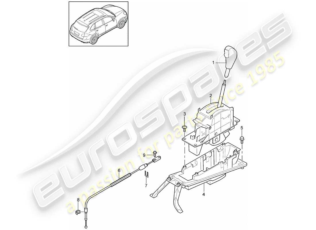 porsche 2016 (cayenne e2 92a) leva selettrice diagramma delle parti