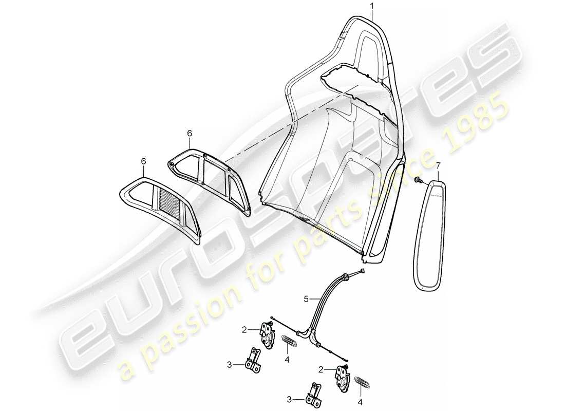 porsche 2005 (997-1) guscio dello schienale diagramma delle parti