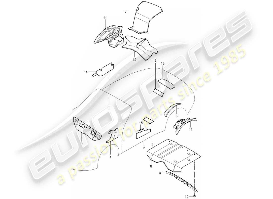 porsche 2012 (997-2) copertura corporea diagramma delle parti