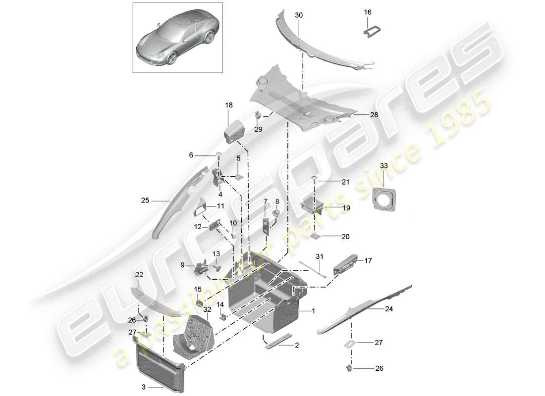 porsche 2013 (991-1) vano bagagli schema delle parti