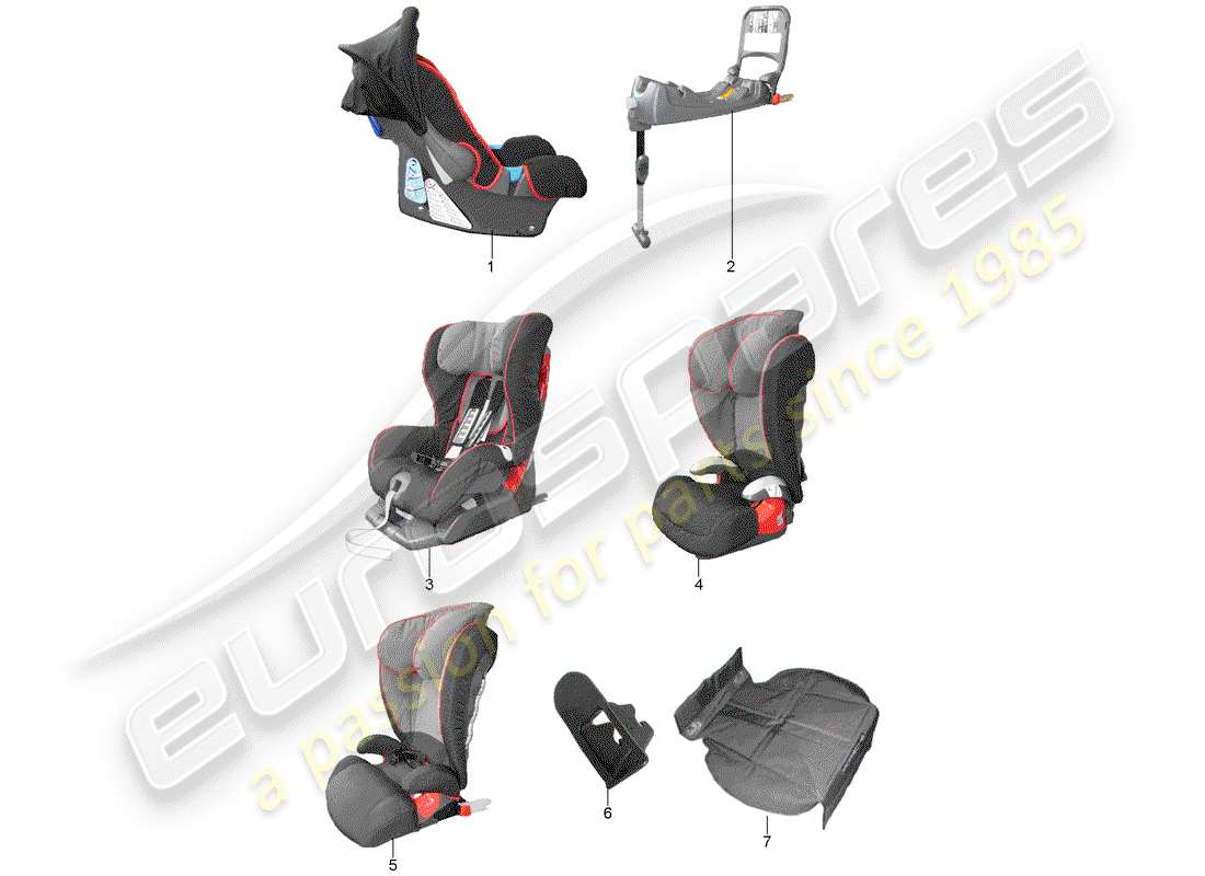 porsche 2012 (tequipment 98x/99x) seggiolino per bambini schema delle parti