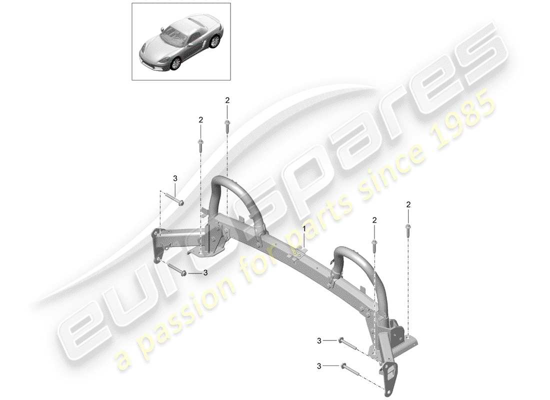 porsche 2020 (718 boxster) roll bar diagramma delle parti