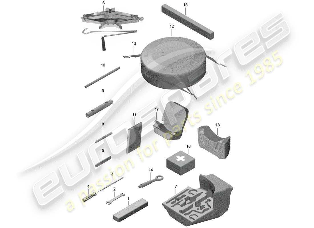 porsche 2017 (718 boxster) attrezzo diagramma delle parti