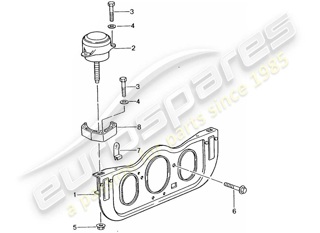 porsche 2003 (996 turbo / gt2) sospensione del motore diagramma delle parti