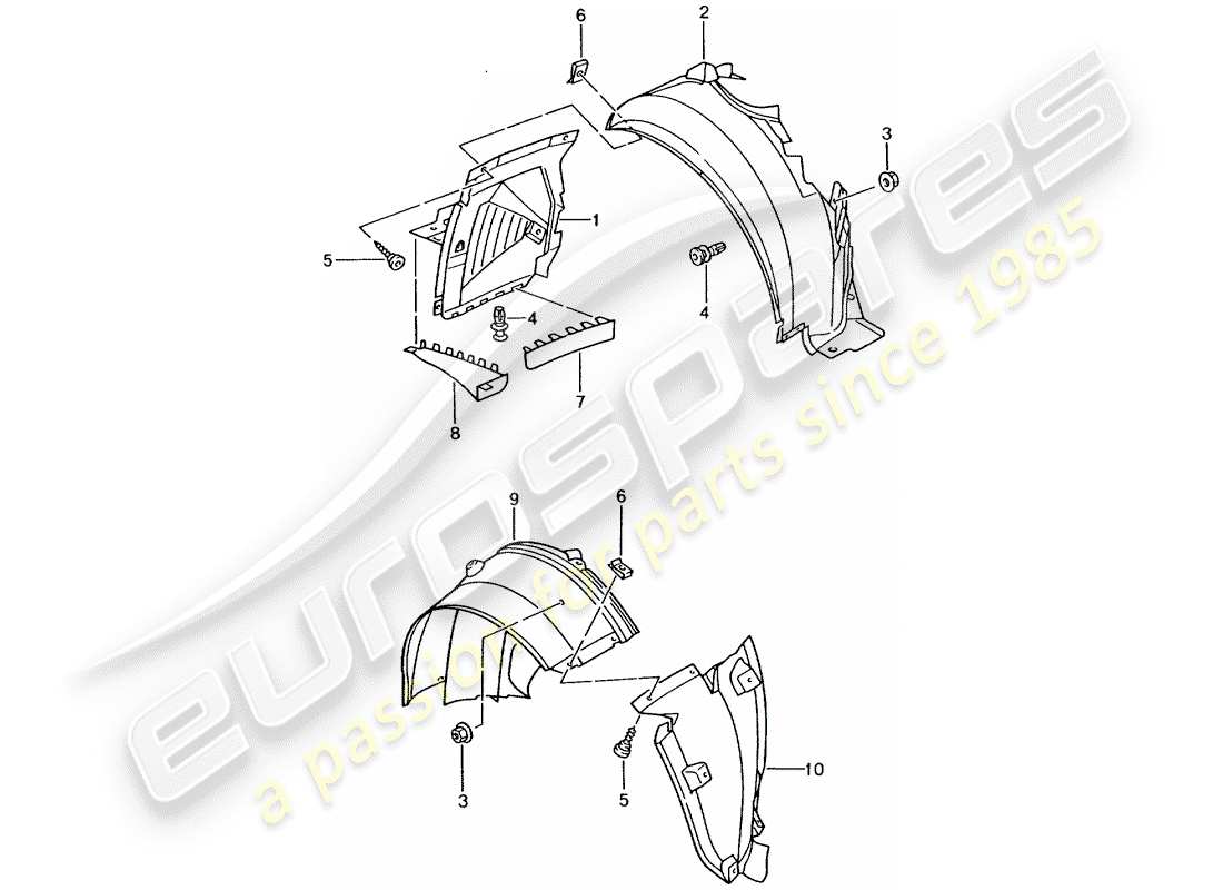 porsche 2003 (996 turbo / gt2) rivestimenti - per - passaruota schema delle parti