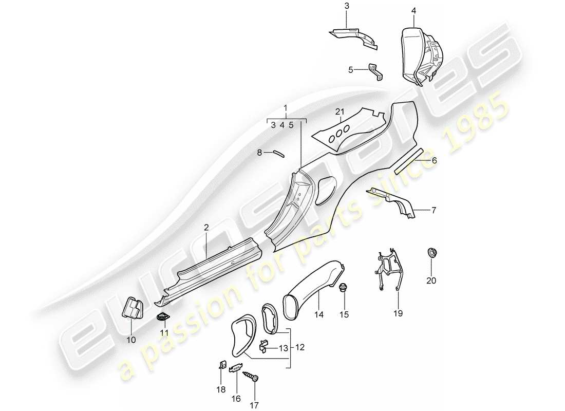 porsche 2003 (996 turbo / gt2) pannello laterale - d - mj 2004>> diagramma delle parti