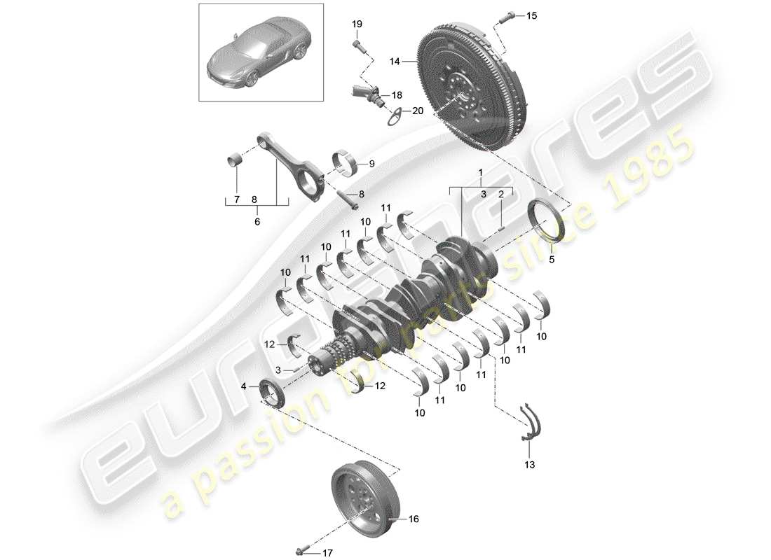 porsche 2016 (981 boxster) albero a gomiti diagramma delle parti