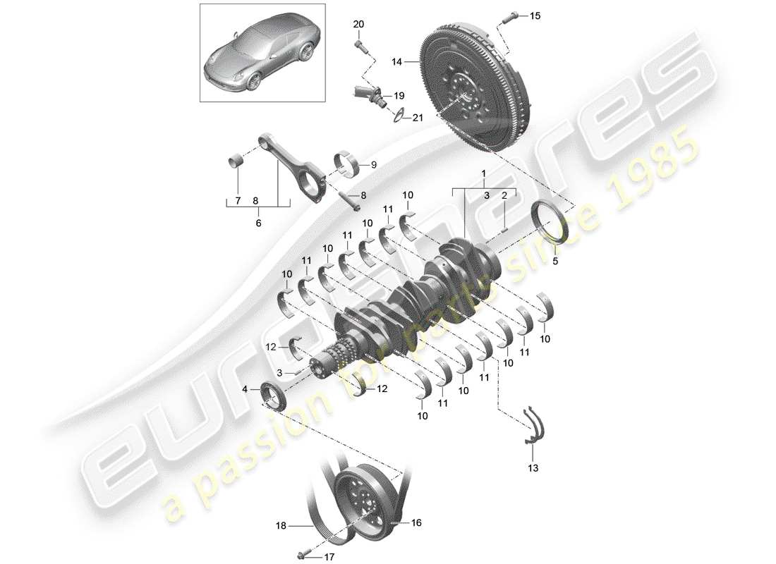 porsche 2012 (991-1) albero a gomiti diagramma delle parti