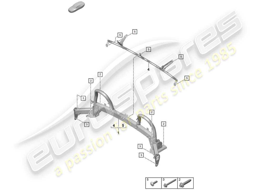 porsche 2019 (718 boxster spyder) diagramma delle parti del roll bar