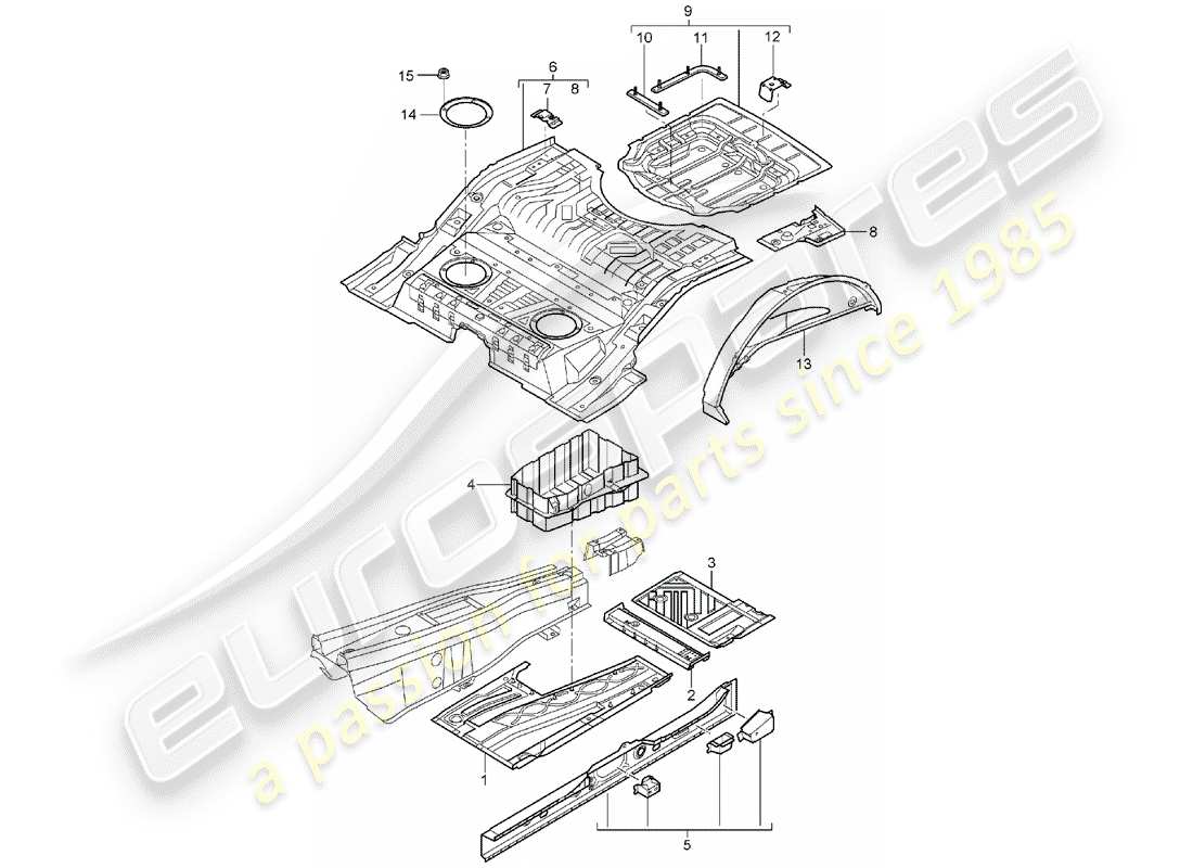 porsche 2006 (cayenne e1 9pa) piastre da pavimento diagramma delle parti