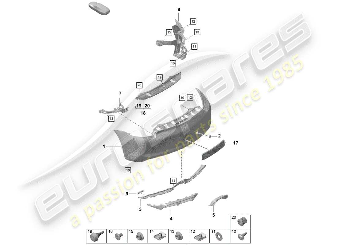 porsche 2020 (718 boxster spyder) paraurti diagramma delle parti