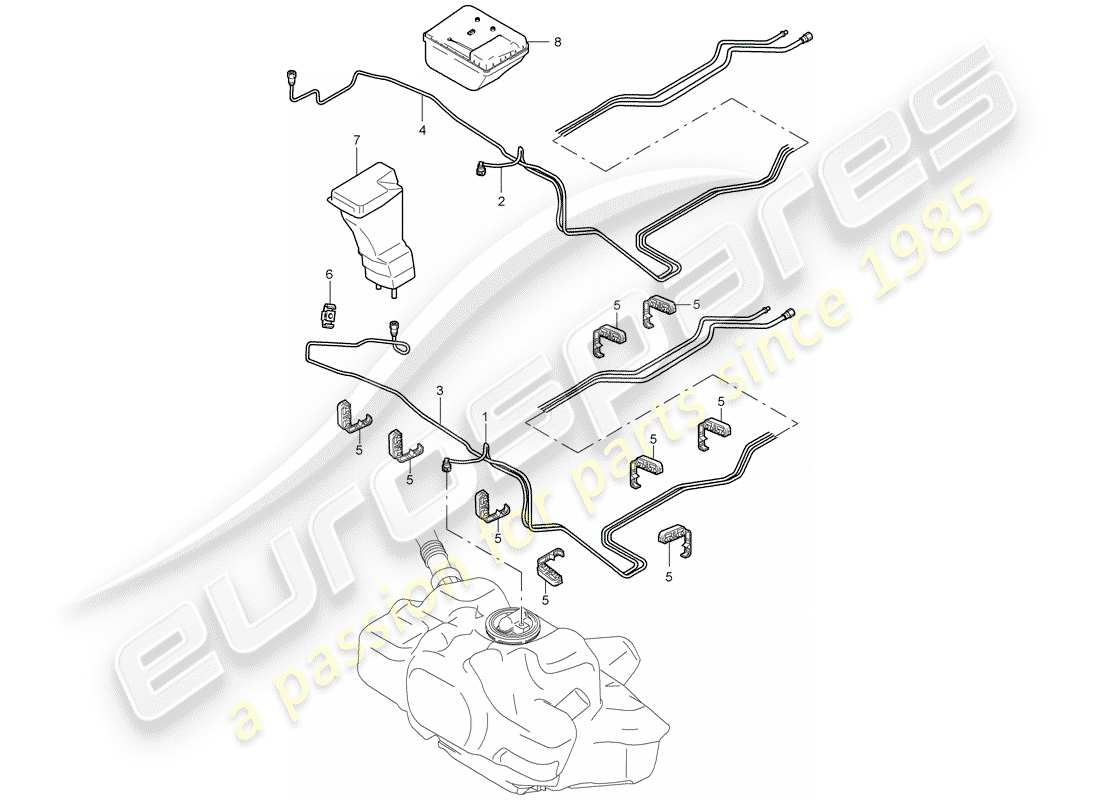 porsche 2008 (987 cayman) sistema di alimentazione carburante diagramma delle parti