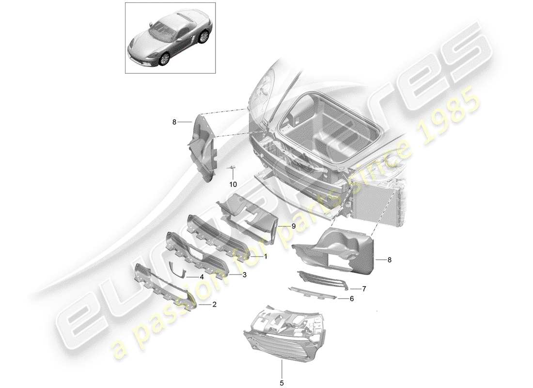 porsche 2020 (718 boxster) condotto dell'aria diagramma delle parti