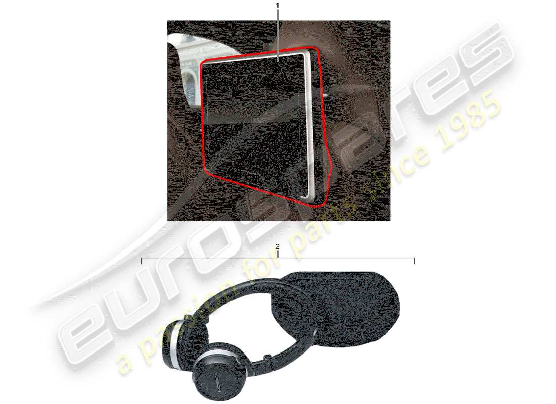 porsche 2014 (tequipment macan) sistema di intrattenimento dei sedili posteriori schema delle parti