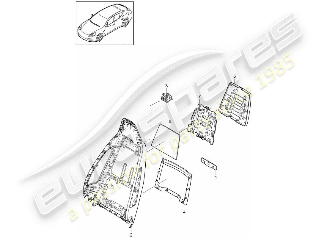 porsche 2013 (panamera 970) schema delle parti telaio schienale