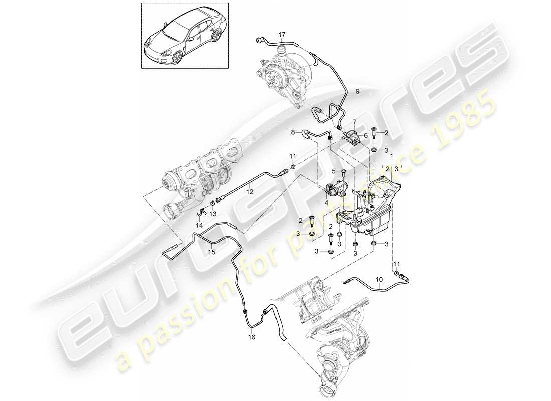 porsche 2013 (panamera 970) schema delle parti del serbatoio a vuoto