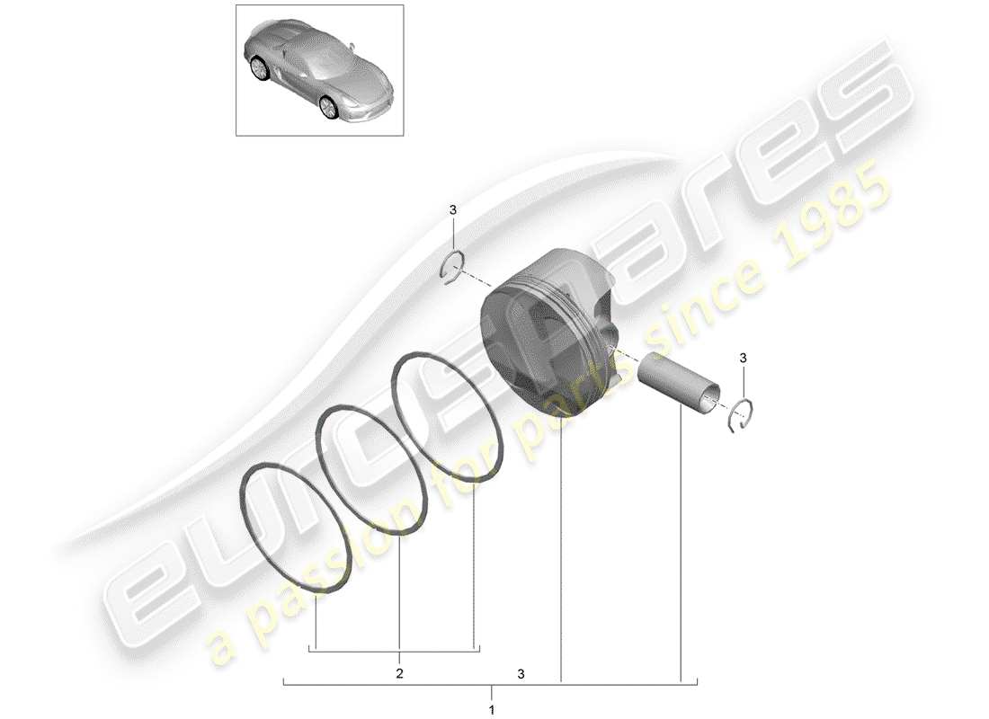 porsche 2016 (981 boxster spyder) pistone diagramma delle parti