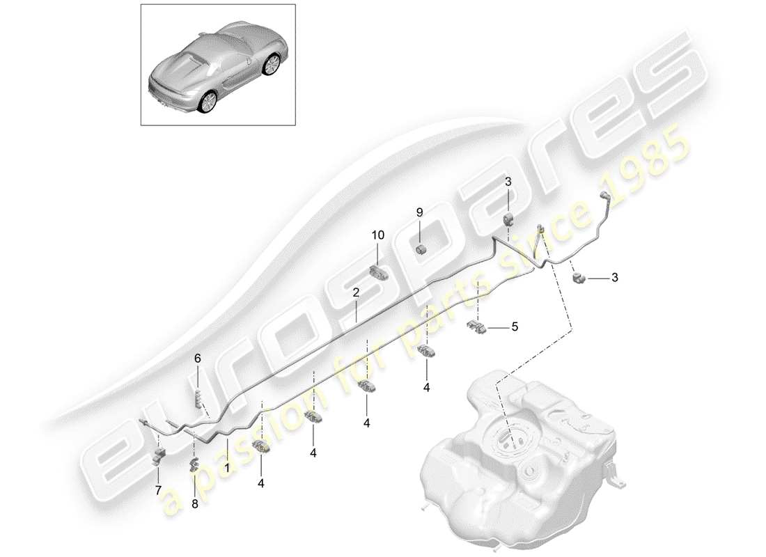 porsche 2016 (981 boxster spyder) sistema di alimentazione carburante diagramma delle parti